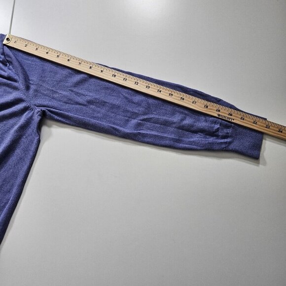 Banana Republic Sweater Men M Purple V Neck LS Silk Cotton Cashmere Blend FLAW - Picture 5 of 13